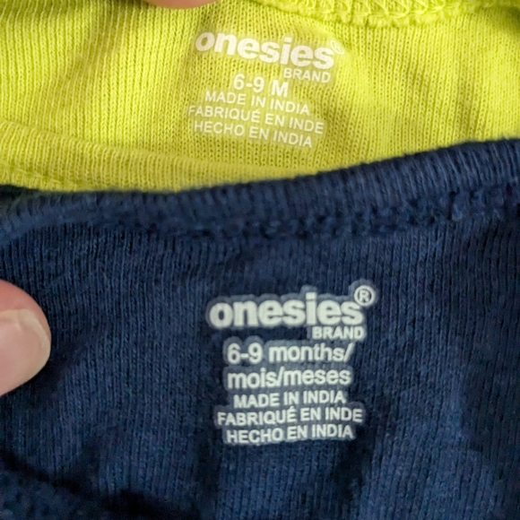 🍁2/$7🍁ONESIE Brand Dinosaur Blue And Yellow Onesies - Picture 4 of 4